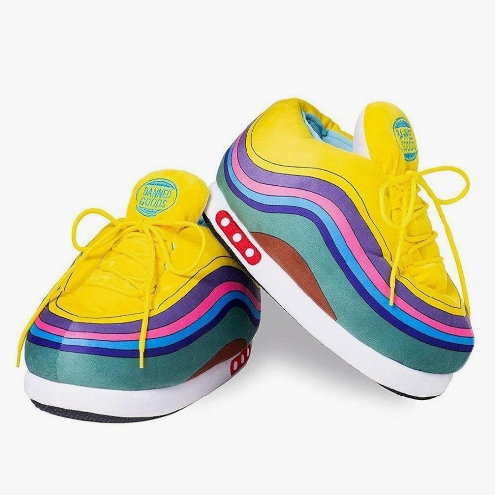 Oversized Rainbow Streetwear Plush Slip On Slippers Size 6-12
